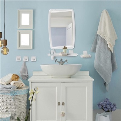 Набор пластиковый для ванной с зеркалом 34,6*54,6 см белый мрамор ВК Беросси 51 Berossi (1/5)