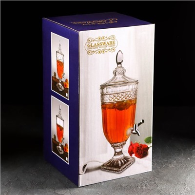 Диспенсер для напитков стеклянный «Сияние», 3 л, 17×48 см, цвет перламутровый