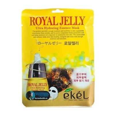 Антивозрастная тканевая маска для лица с маточным молочком EKEL Royal Jelly Premium Vital Mask Pack