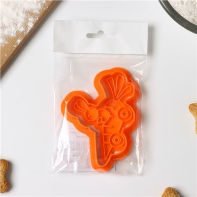 Форма для печенья «Зайка едет на морковке», штамп, вырубка, цвет оранжевый
