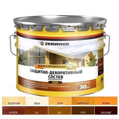 Защитно-декоративное состав ZERWOOD ZDS тик 3л