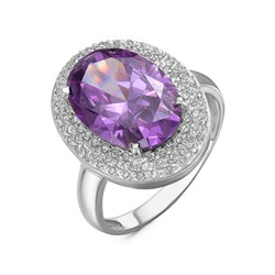 Серебряное кольцо с фианитом фиолетового цвета - 1184