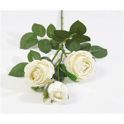 Ветка розы 3 цветка с латексным покрытием молочная