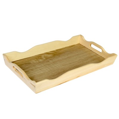 Поднос деревянный фигурный для завтрака со вставкой, цвет орех сонома, МАССИВ, 49х6х28,5см