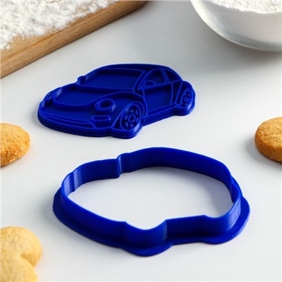 Форма для печенья «Машинка», 8×6 см, штамп, вырубка, цвет синий