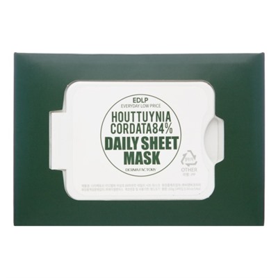 Тканевые маски для лица с экстрактом цветка хауттюйнии Derma Factory Houttuynia Cordata 84% DAILY SHEET MASK