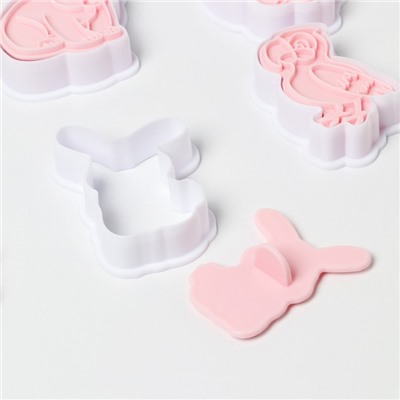 Набор форм для печенья Доляна «Животные», 8 предметов, цвет розовый