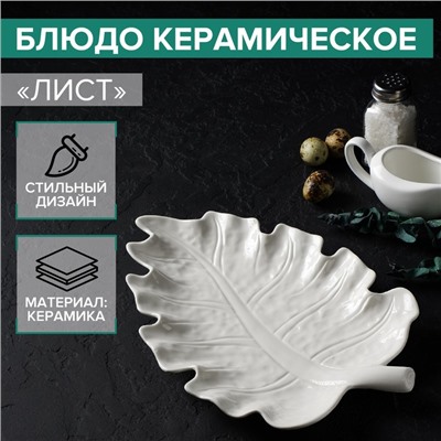 Блюдо керамическое «Лист», 30×20 см