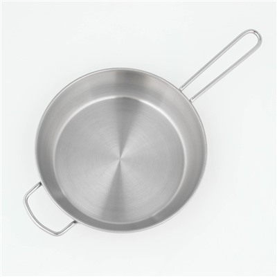 Сковорода «Классика-прима», 1,5 л, d=22 см, стеклянная крышка, металлическая ручка, с теплораспределительным слоем
