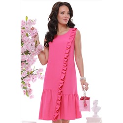 Платье ярко-розовое с оборками