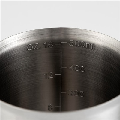 Молочник питчер из нержавеющей стали с мерной шкалой, 500 мл, 304 сталь