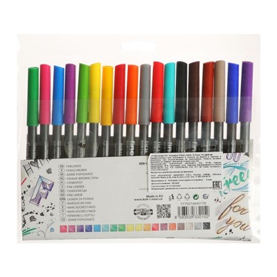 Набор ручек капиллярных 18 цветов, 0,3 мм Koh-I-Noor FINELINERS 7021, пластмассовая упаковка
