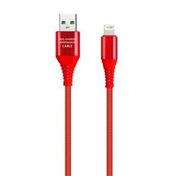 Кабель USB - 8pin в резин оплетке Gear макс 2А 1 м мет након красный Smartbuy (1/50)