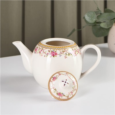 Чайник фарфоровый заварочный Доляна «Розали», 800 мл, цвет белый
