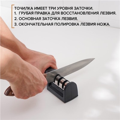 Точилка для ножей с полировкой Доляна «Ритм», 21×5×6 см, цвет МИКС