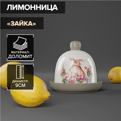 Лимонница Доляна «Зайка», 9×9 см, цвет белый