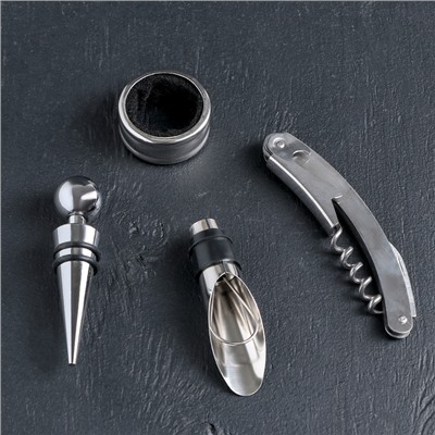 Набор для вина Доляна «Бордо», 4 предмета: кольцо, пробка, каплеуловитель, нож для срезания фольги