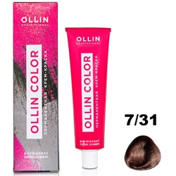 Перманентная крем-краска для волос  COLOR 7/31 Ollin 100 мл