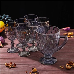 Набор питьевой из стекла «Круиз», 7 предметов: кувшин 1,1 л, бокалы 300 мл, 6 шт, цвет серый