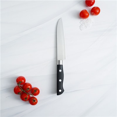 Набор кухонных ножей на подставке Доляна «Кронос», 7 предметов, цвет чёрный