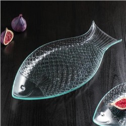 Блюдо стеклянное сервировочное Magistro «Авис. Рыба», 31×16×4,5 см, цвет прозрачный