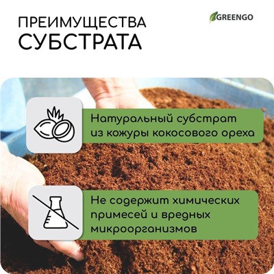 Субстрат Greengo кокосовый, натуральный грунт для террариумов и растений, в брикете, 4 л при разбухании