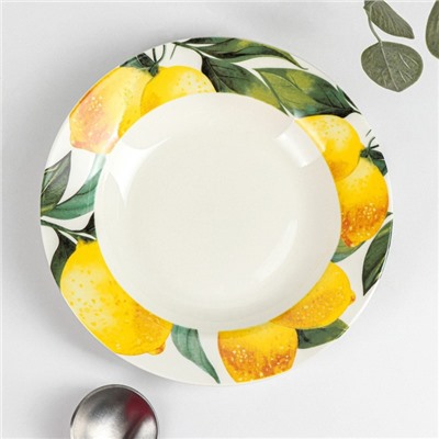 Тарелка суповая Доляна «Лимон», d=20 см, цвет белый