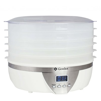 Сушилка для овощей и фруктов Gemlux GL-FD-01R, 500 Вт, 5 ярусов, LCD-дисплей, белая