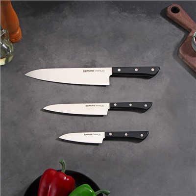 Набор ножей Samura HARAKIRI, 3 шт: лезвие 10 см, 15 см, 20 см, чёрная рукоять