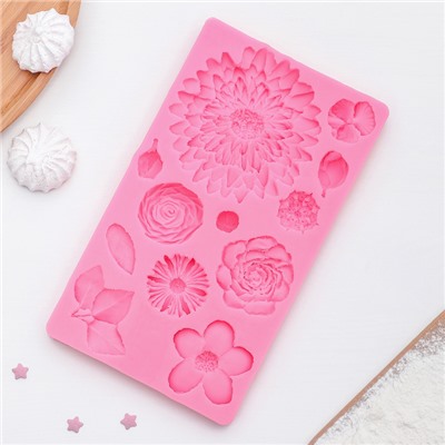 Молд профессиональный «Цветы», 25×10 см, цвет розовый