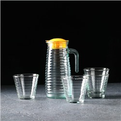 Набор питьевой из стекла «Радуга», 5 предметов: кувшин 800 мл, 4 стакана, 220 мл, цвет МИКС