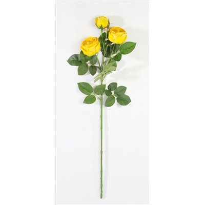 Ветка розы 3 цветка с латексным покрытием желтая