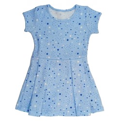 Платье 204/8 голубое, кружки, точки, звезды