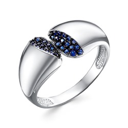 Серебряное кольцо с фианитами синего цвета - 1406