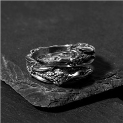 Кольцо "Перстень" дракон в спячке, цвет чернёное серебро, безразмерное