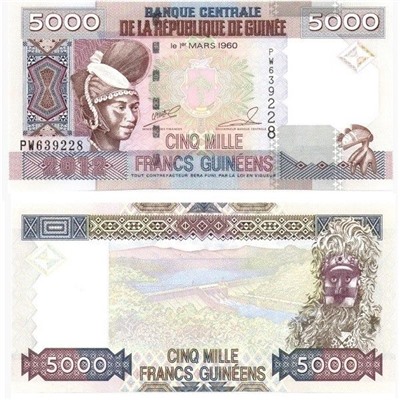 Банкнота 5000 франков 2012 года, Гвинея UNC