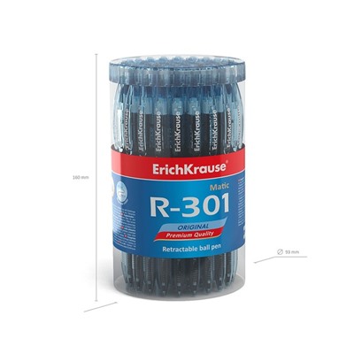 Ручка шариковая автоматическая ErichKrause R-301 Original Matic, узел 0.7 мм, чернила синие
