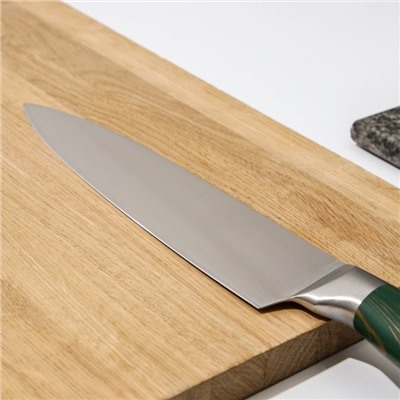 Нож кухонный Доляна Zeus, шеф, 20 см, цвет изумрудный