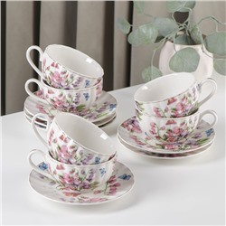 Сервиз чайный керамический Доляна «Колокольчики», 12 предметов: 6 чашек 250 мл, 6 блюдец d=15 см, цвет белый