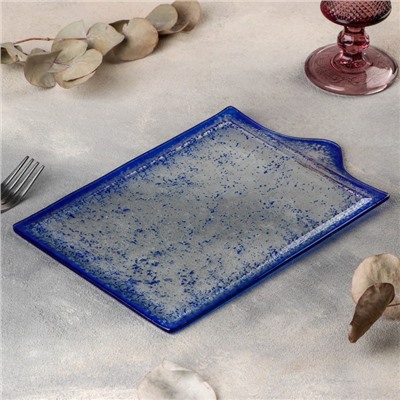 Блюдо стеклянное сервировочное Magistro «Голубой бриллиант», 26,5×17,5×2 см