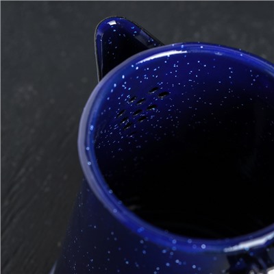 Кофейник эмалированный «Синий мрамор», 800 мл, 14×11,5×18 см, цвет синий