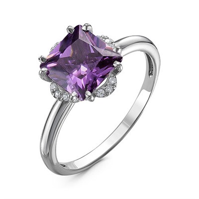 Серебряное кольцо с фиолетовым фианитом - 1182
