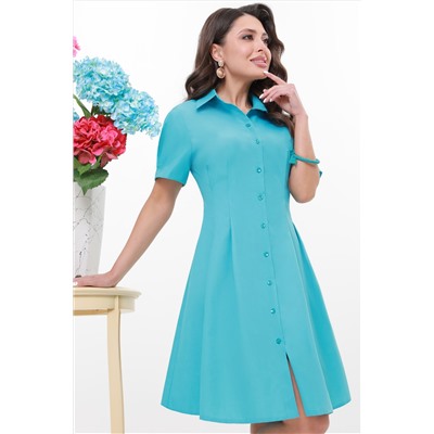 Платье-рубашка голубого цвета