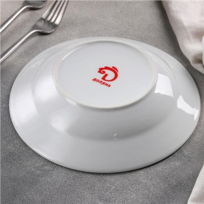 Тарелка керамическая суповая Доляна «Лаванда», 600 мл, d=20,5 см, цвет белый
