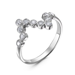 Серебряное кольцо с бесцветными фианитами - 1276