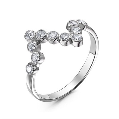 Серебряное кольцо с бесцветными фианитами - 1276