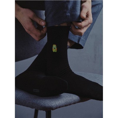 Носки мужские DIWARI Однотонные хлопковые носки с вышивкой HAPPY
