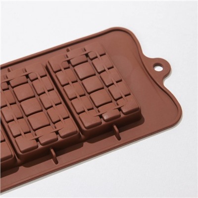 Форма для шоколада силиконовая «Мини-десерт», 3 ячейки, 22×11×1 см, цвет шоколадный