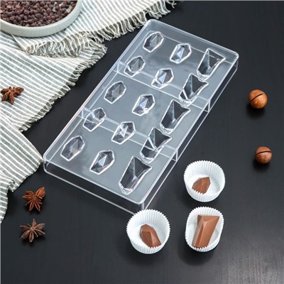 Форма для шоколада и конфет KONFINETTA «Драгоценные камни», 33×16,2 см, 16 ячеек, ячейка 2,5×3 см, 2,5×4,5 см