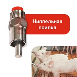 Поилка ниппельная для свиней, диаметр резьбы 1/2", металлическая